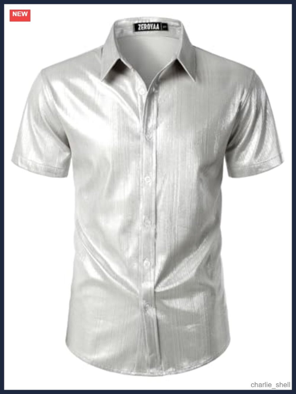 Men Shiny Button Down Tuxedo Shirt 70s Disco Party Dance